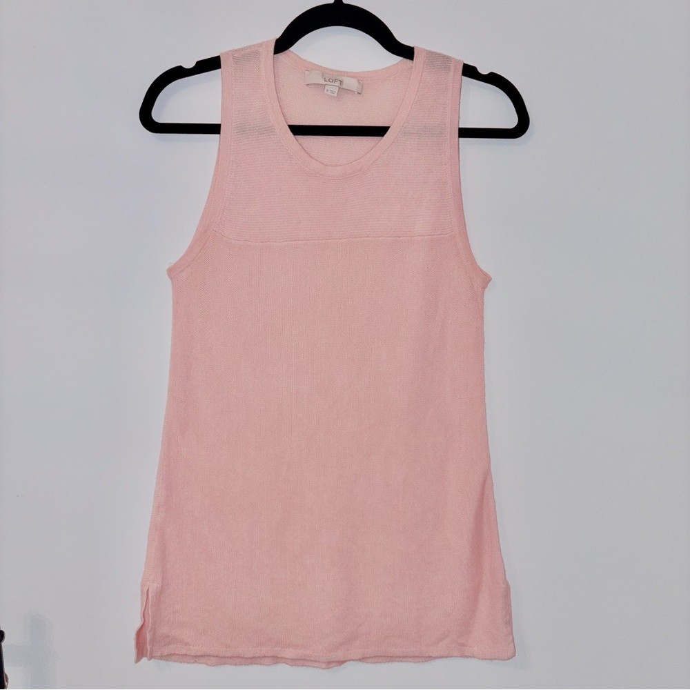 Loft Light Pink Knit Sleeveless Tank Top - M